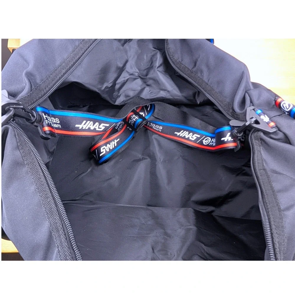 Haas F1 Team Duffel Bag Black Racing Travel Gym Bag with Shoulder Strap